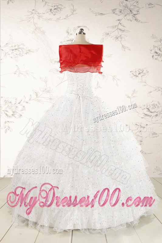 White Ball Gown Formal Quinceanera Dresses with Sequins and Ruffles