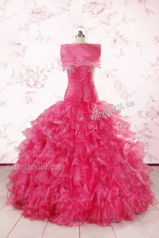 2016 Top Seller Sweetheart Hot Pink Quinceanera Dresses with Ruffles