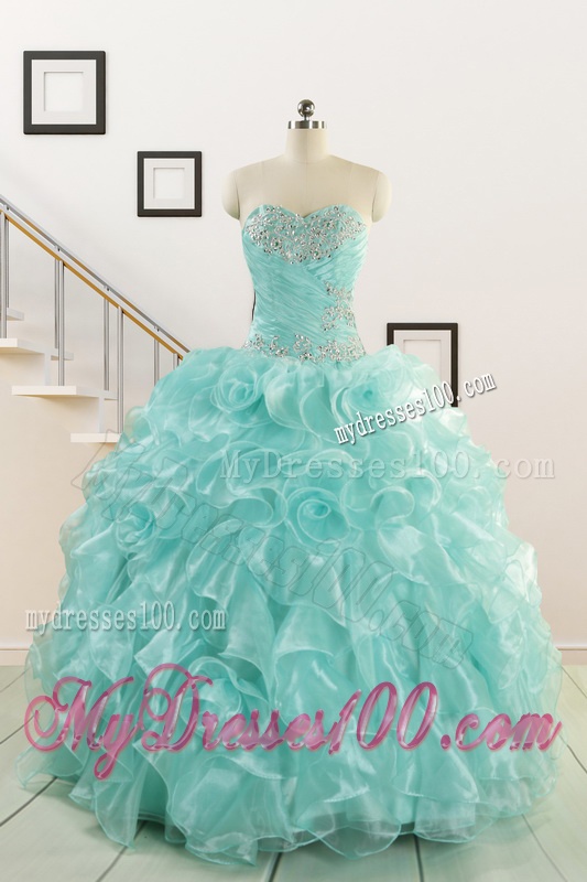 Apple Green Quinceanera Dresses with Beading for 2016