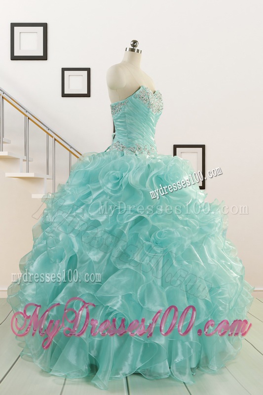 Apple Green Quinceanera Dresses with Beading for 2016