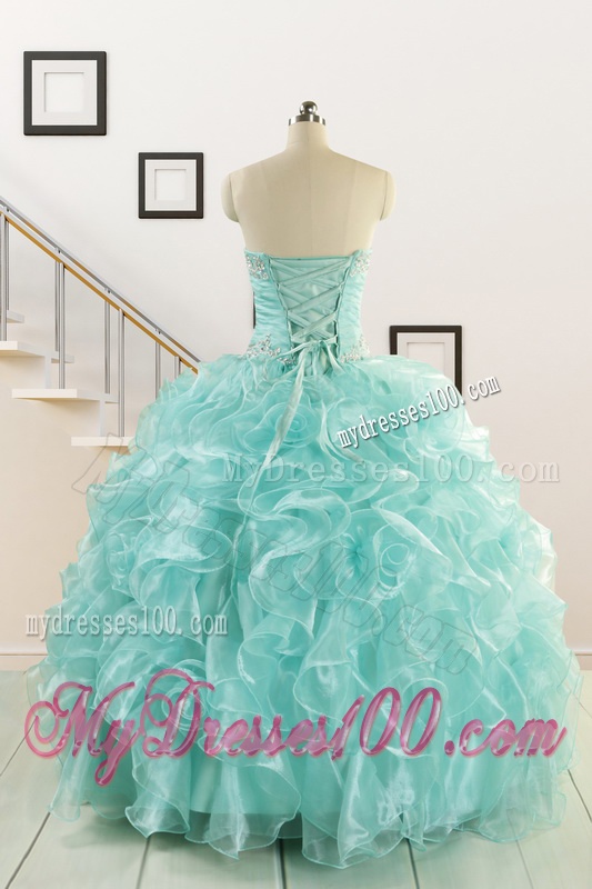 Apple Green Quinceanera Dresses with Beading for 2016