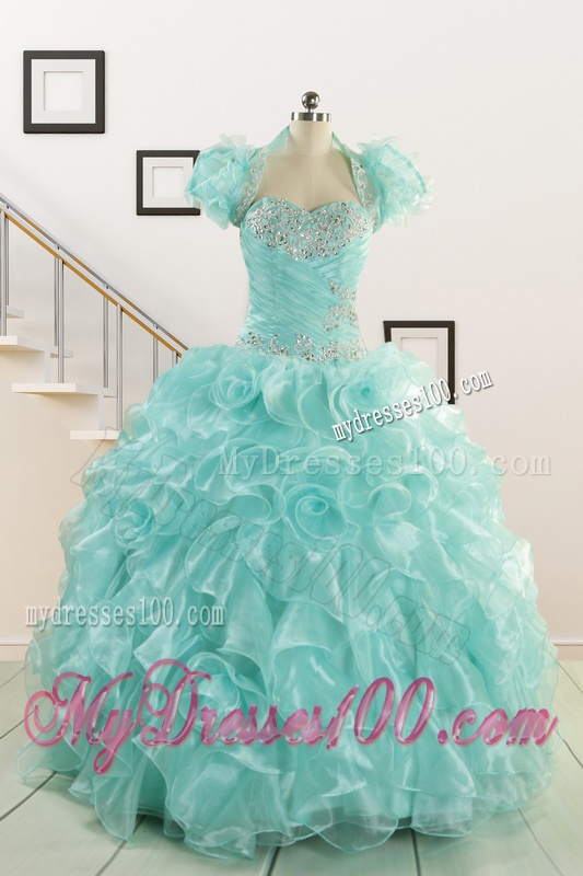 Apple Green Quinceanera Dresses with Beading for 2016