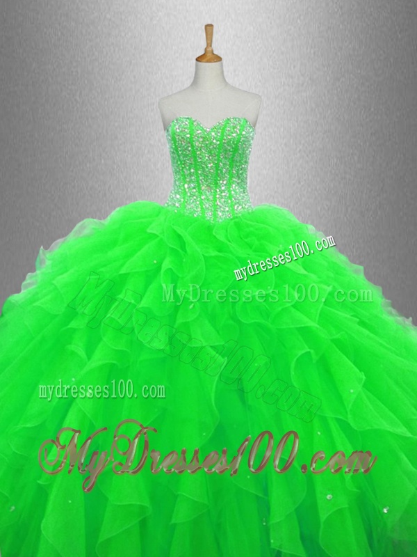 Beaded and Ruffles Discount Sweet 16 Gowns with Sweetheart