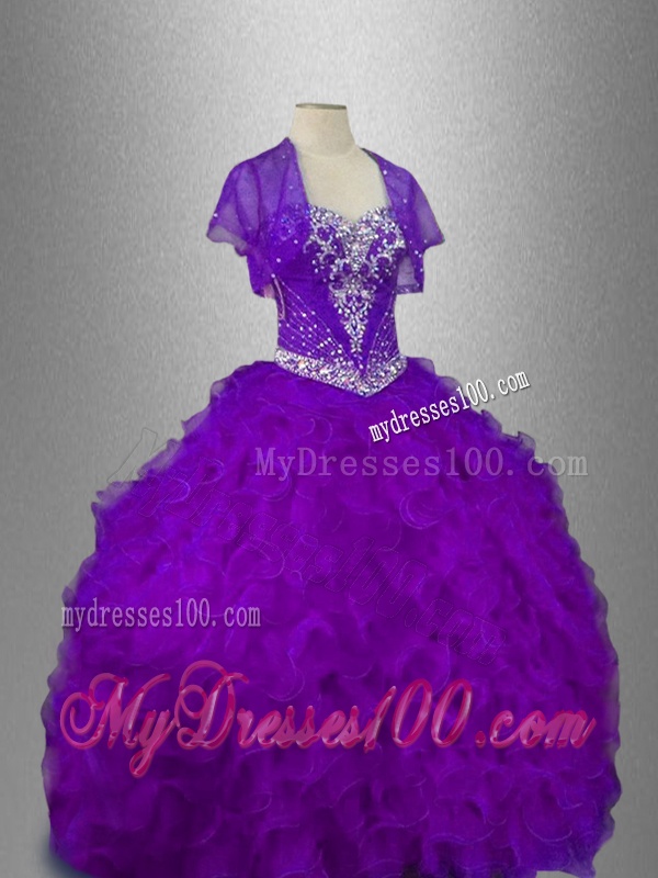 Best Selling Beaded Sweetheart Quinceanera Gowns in Purple