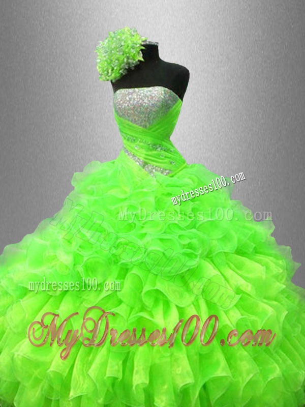Best Selling Strapless Quinceanera Gowns in Spring Green