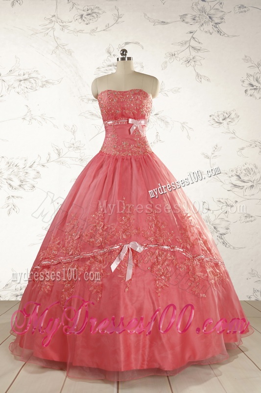 Brand New Appliques Sweet 15 Dresses Watermelon for 2016