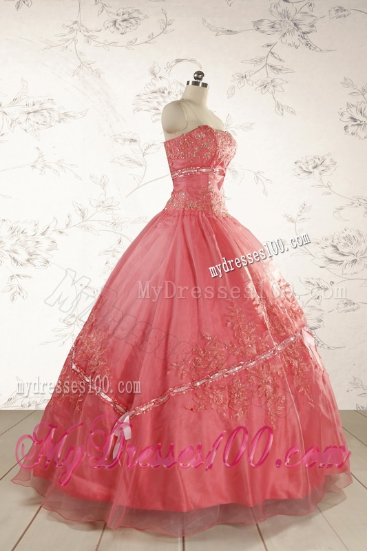 Brand New Appliques Sweet 15 Dresses Watermelon for 2016
