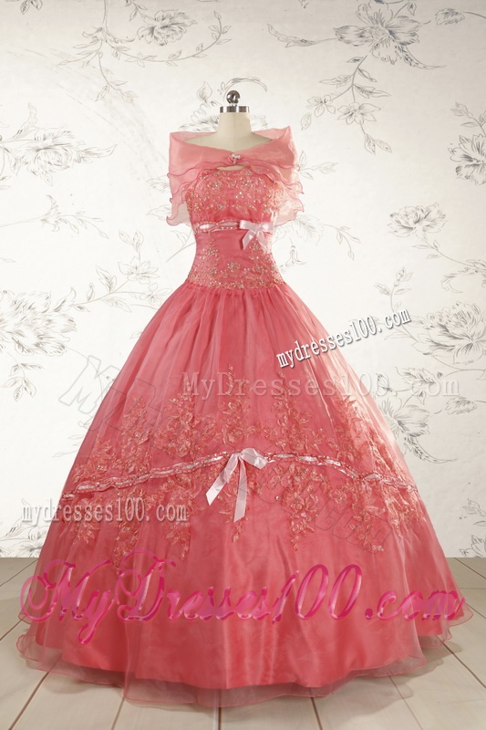 Brand New Appliques Sweet 15 Dresses Watermelon for 2016