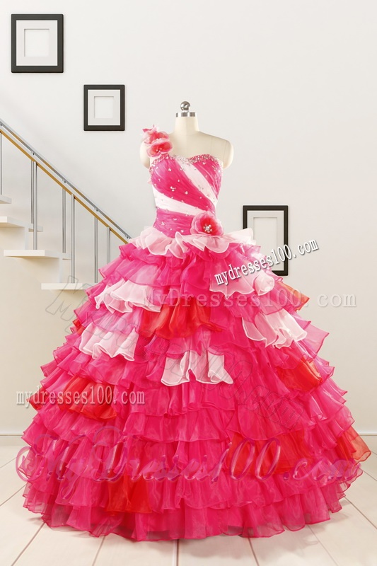 Cheap One Shoulder Beading Quinceanera Dresses for 2016