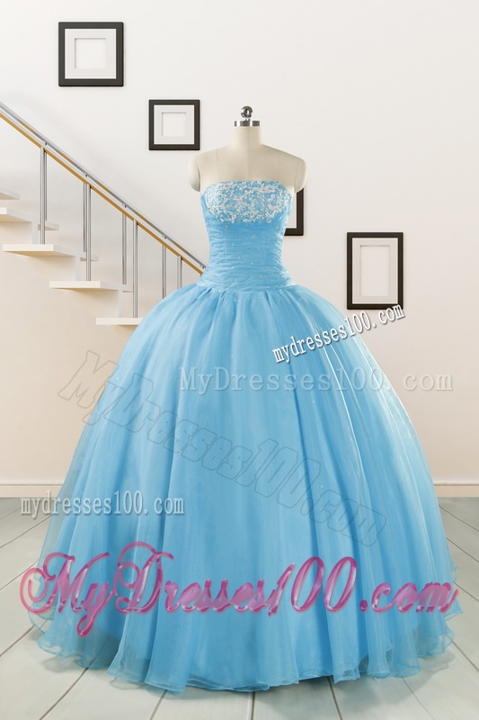 Cheap Strapless Quinceanera Dresses with Appliques