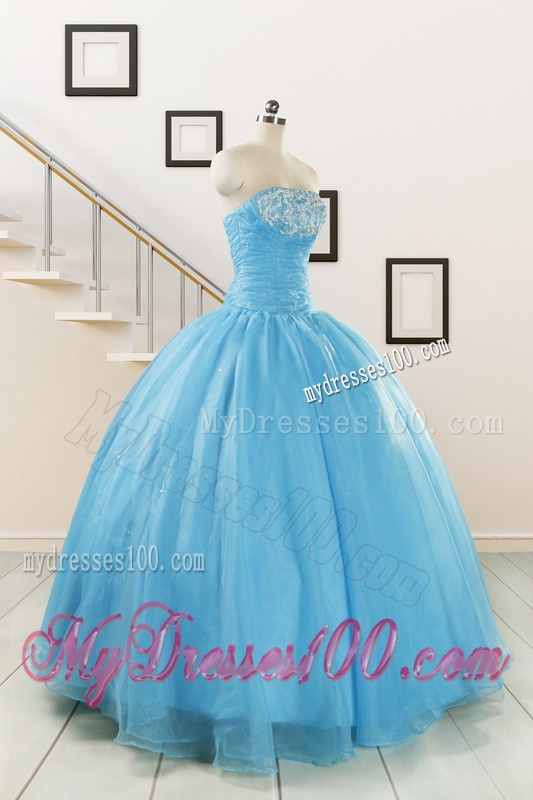 Cheap Strapless Quinceanera Dresses with Appliques