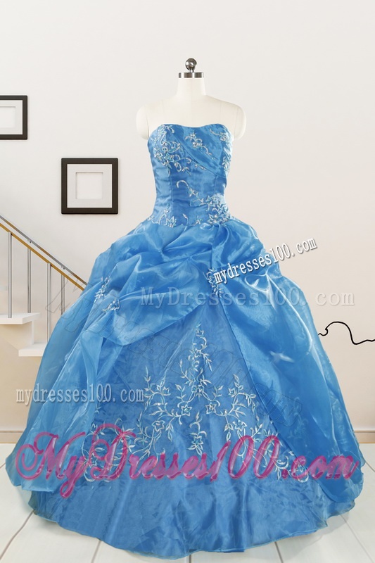 Classical Baby Blue Quinceanera Dresses with Embroidery for 2016