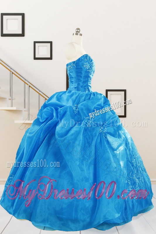 Classical Baby Blue Quinceanera Dresses with Embroidery for 2016