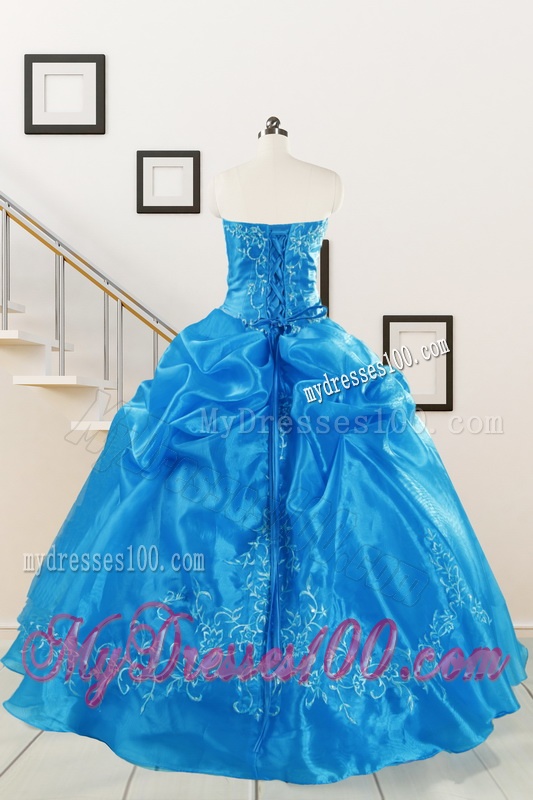Classical Baby Blue Quinceanera Dresses with Embroidery for 2016