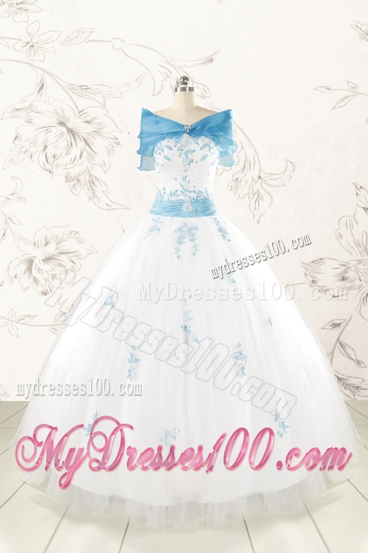 Discount Appliques and Beading White Ball Gown Quinceanera Dresses
