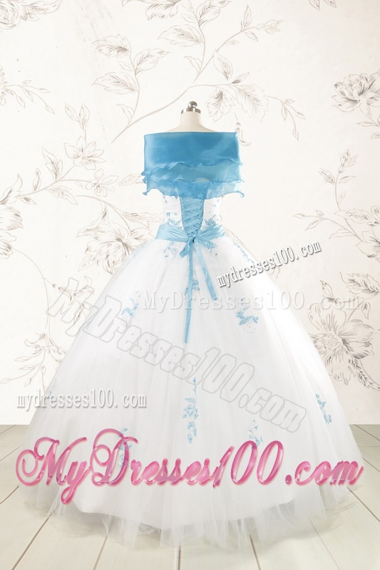 Discount Appliques and Beading White Ball Gown Quinceanera Dresses