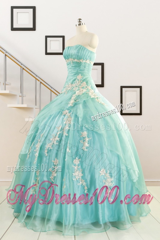 Discount Blue Quinceanera Dresses with Appliques for 2016