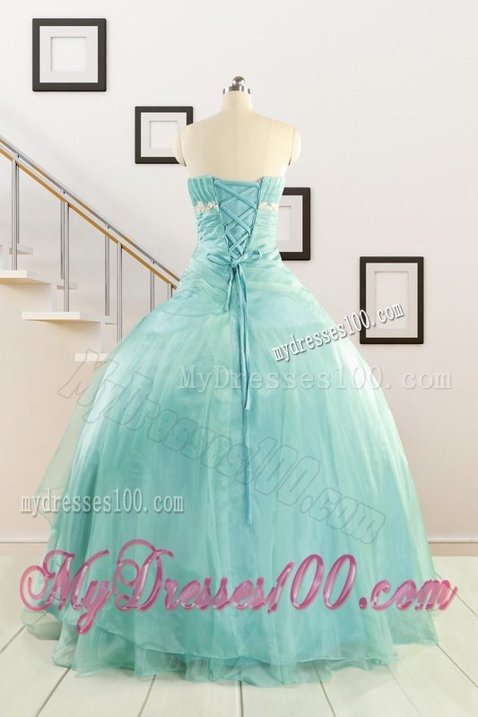Discount Blue Quinceanera Dresses with Appliques for 2016