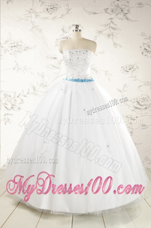 Discount White Quinceanera Dresses with Appliques