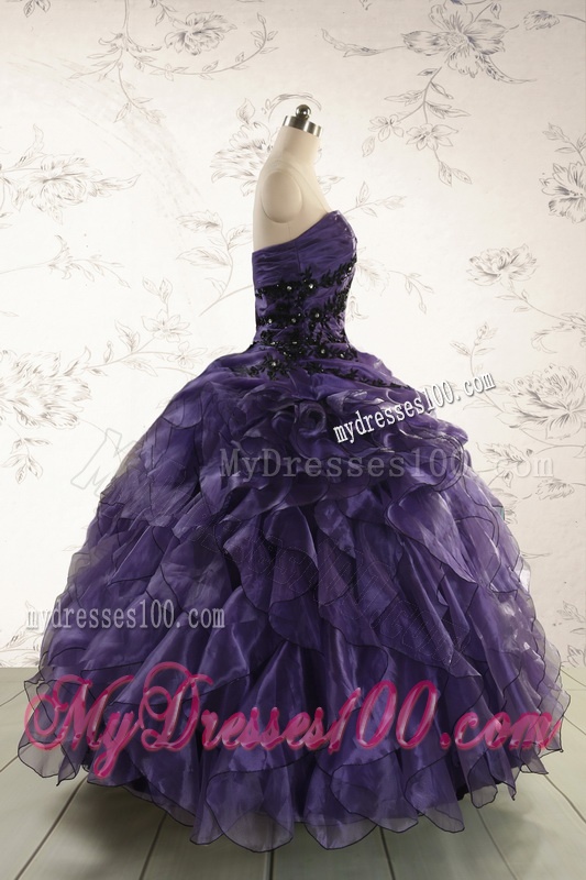 Elegant Sweetheart Appliques Purple Quinceanera Dress for 2016
