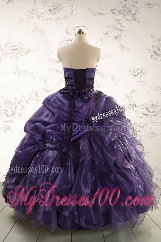 Elegant Sweetheart Appliques Purple Quinceanera Dress for 2016