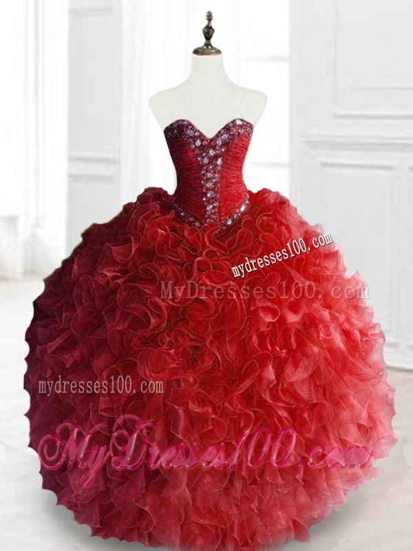 Exquisite Ball Gown Sweet 16 Gowns with Beading and Ruffles