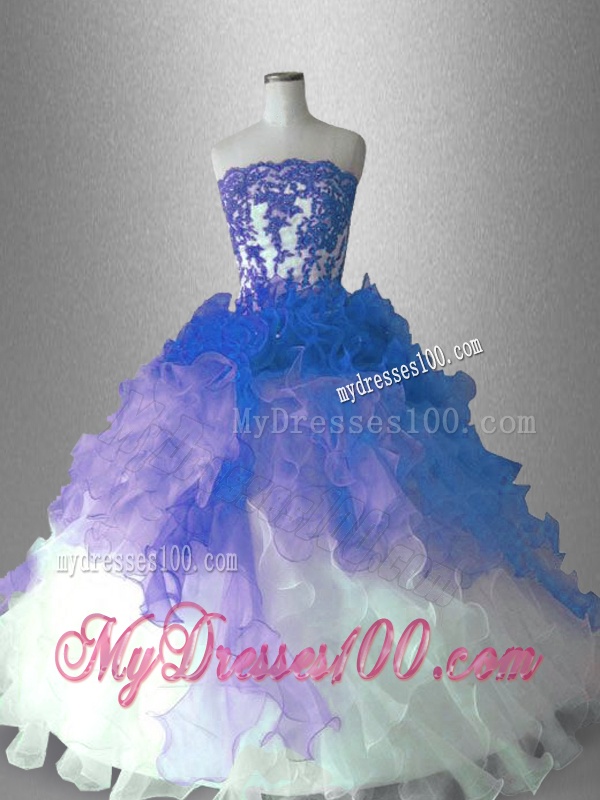 Fashionable Appliques and Ruffles Quinceanera Dresses in Multi Color