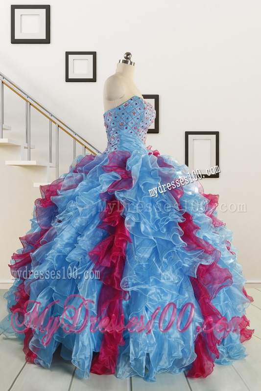 Fashionable Beading Quinceanera Dresses in Multi-color For 2016