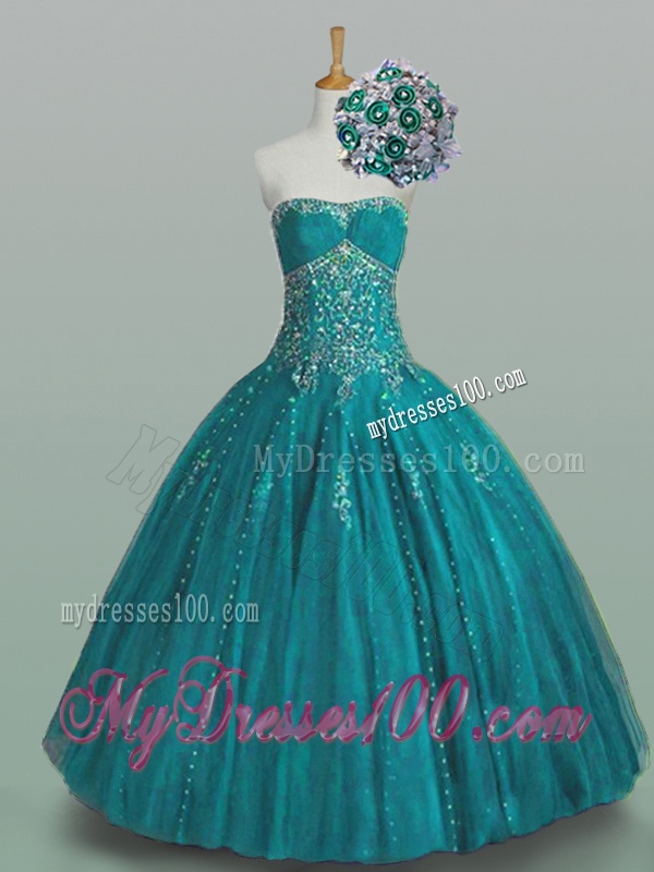 Fashionable Strapless Beaded Quinceanera Dresses with Appliques