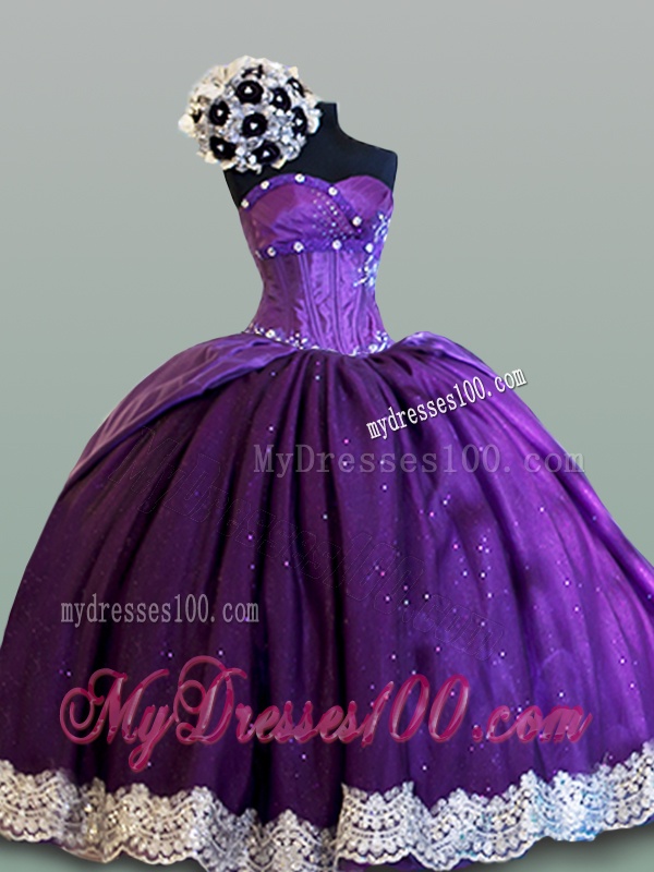 Feminine Ball Gown Sweetheart Quinceanera Dresses with Lace for 2016