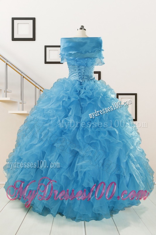 Hot Sell Blue Quinceanera Dresses With Beading and Ruffles