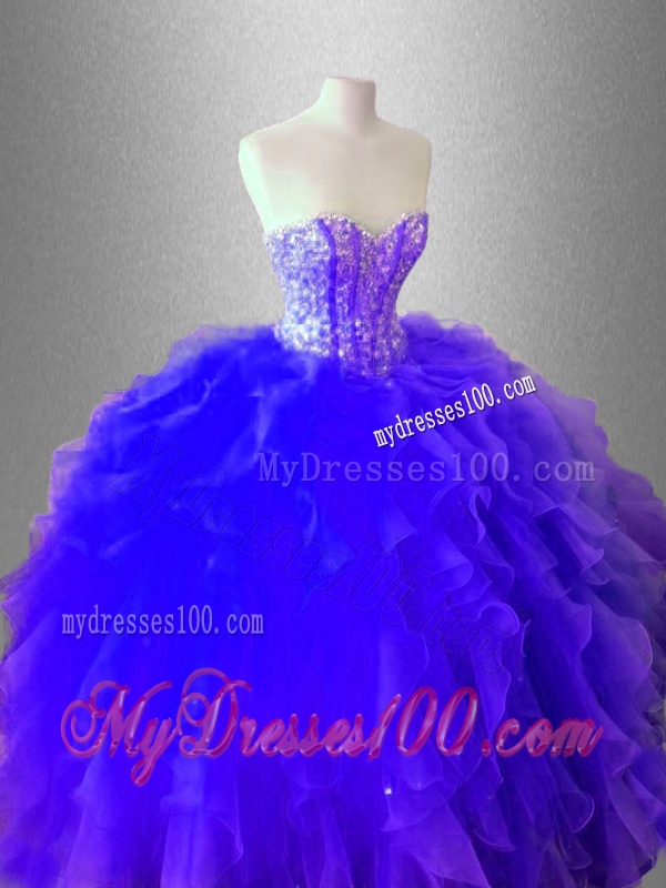 Luxurious Ball Gown Ruffles and Beaed Sweet 16 Dresses