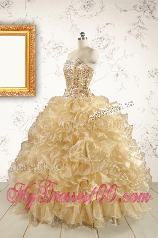 Luxurious Champange Quinceanera Dresses with Beading