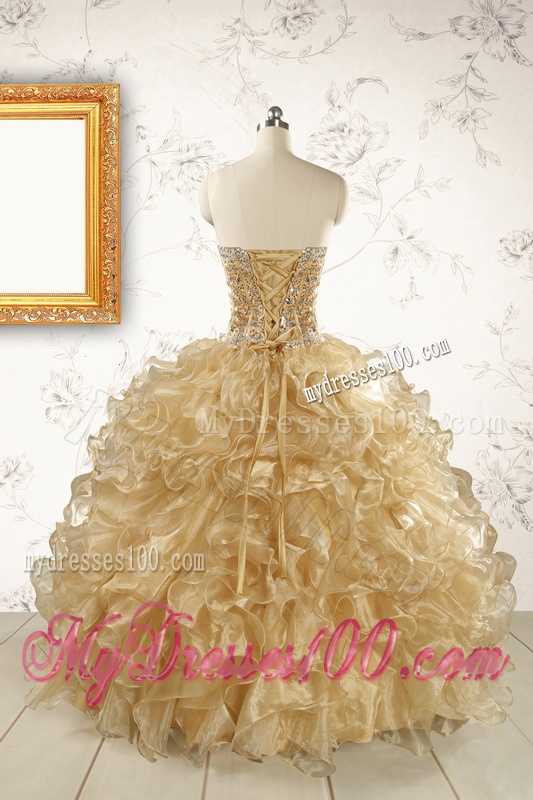 Luxurious Champange Quinceanera Dresses with Beading