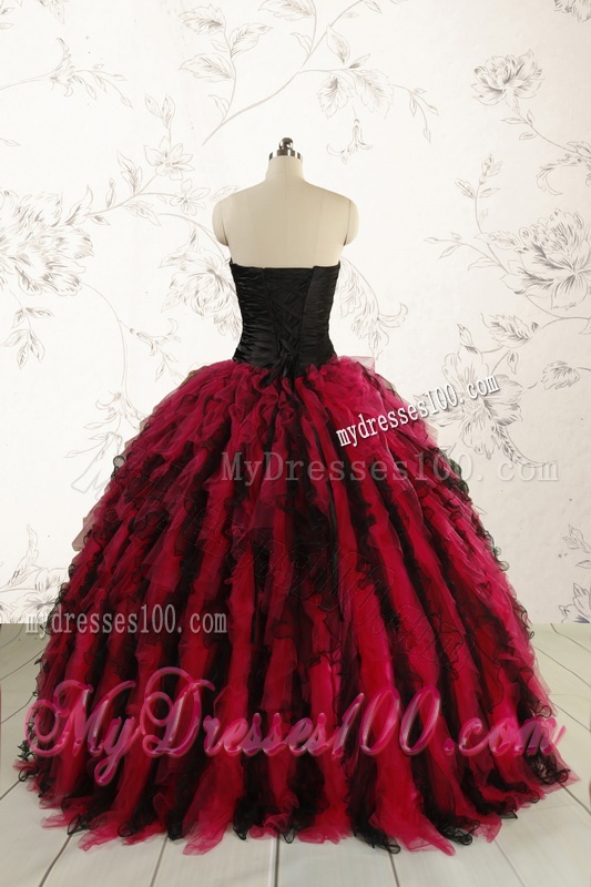 Luxurious Sweetheart Beading Quinceanera Dresses in Red and Black