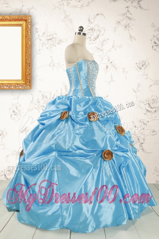 New Style Aqua Blue Quinceanera Dresses with Beading for 2016