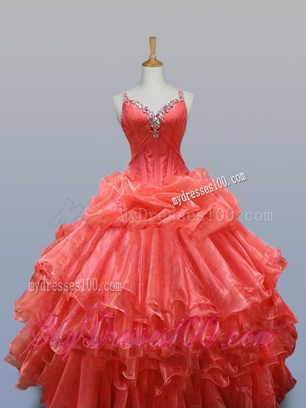 Ruffled Layers Straps Quinceanera Dresses with Beading for 2016