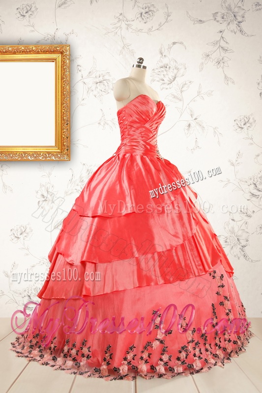 2016 Exquisite Quinceanera Gowns with Ruching and Appliques