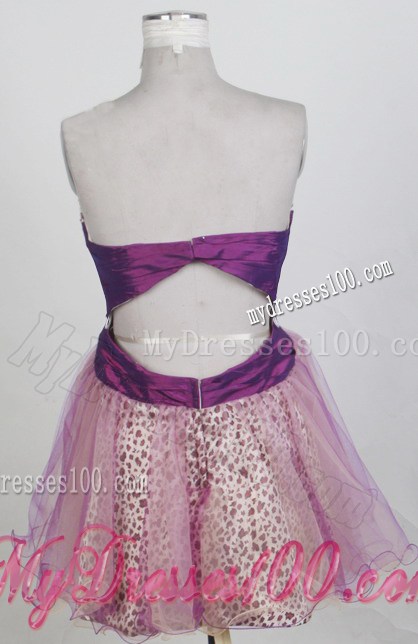 Diamonds Leopard Mini-length Prom Gown with Beaded and Ruched Belt