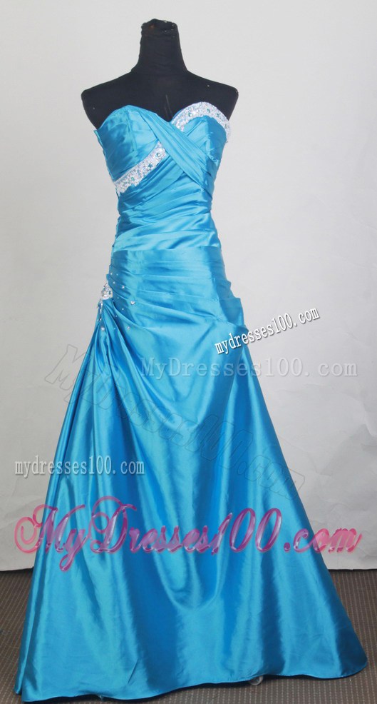 Floral Appliques with Beadings Decorated Ruching Prom Gown For Woman
