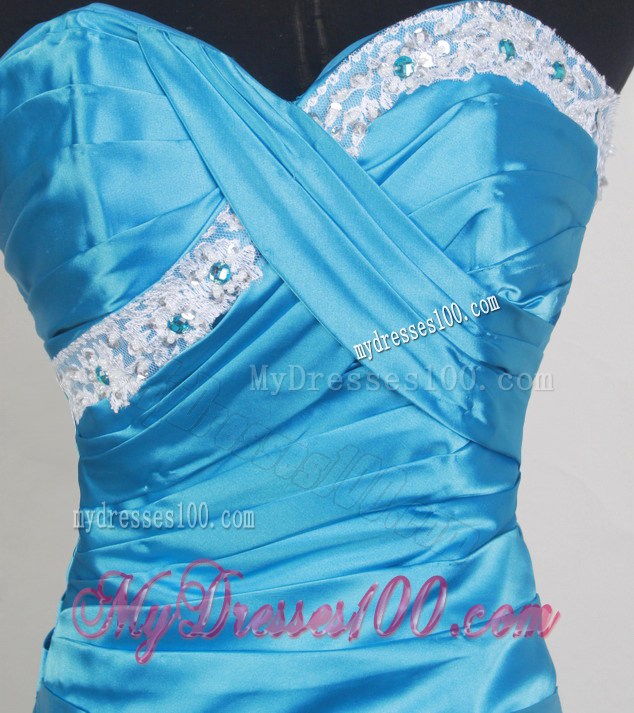 Floral Appliques with Beadings Decorated Ruching Prom Gown For Woman