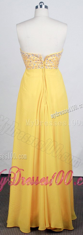 Ruching and Colored Diamonds Decorated Chiffon Prom Gown