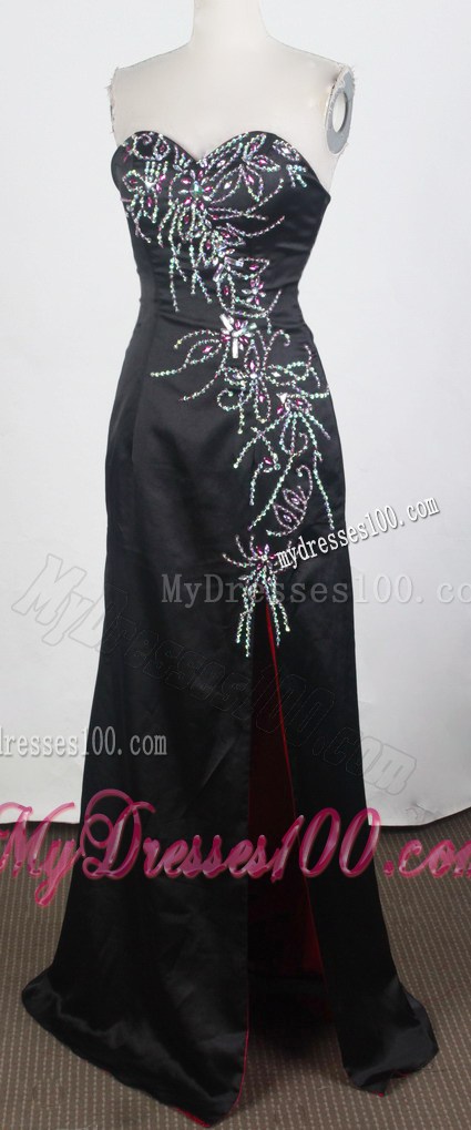 Beading Sweetheart Black Prom Dress Of Floor-length
