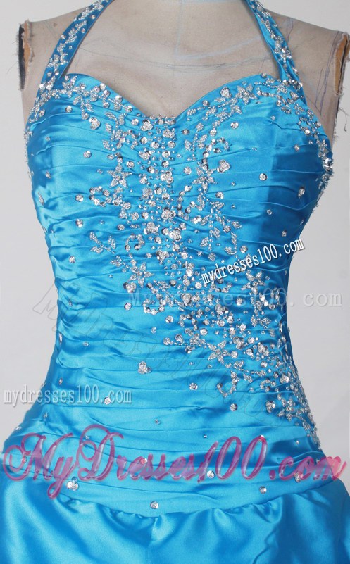Diamonds Halter Top Sheath Prom Gown with Layers and Pick-ups