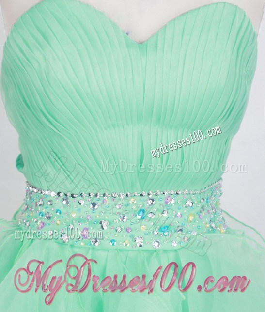 Beading Decorate Prom Dress with High-low Ruffles