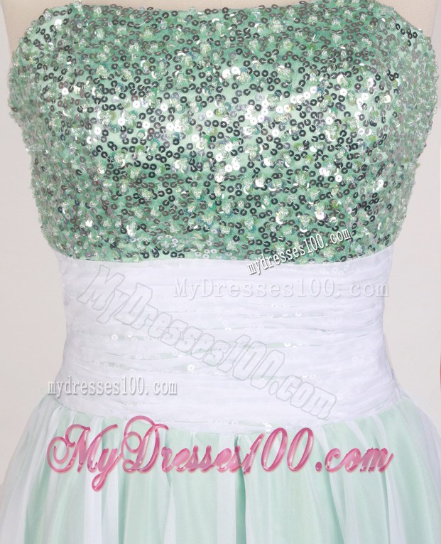 Zipper-up Back Floor-length Prom Gown with Sequins