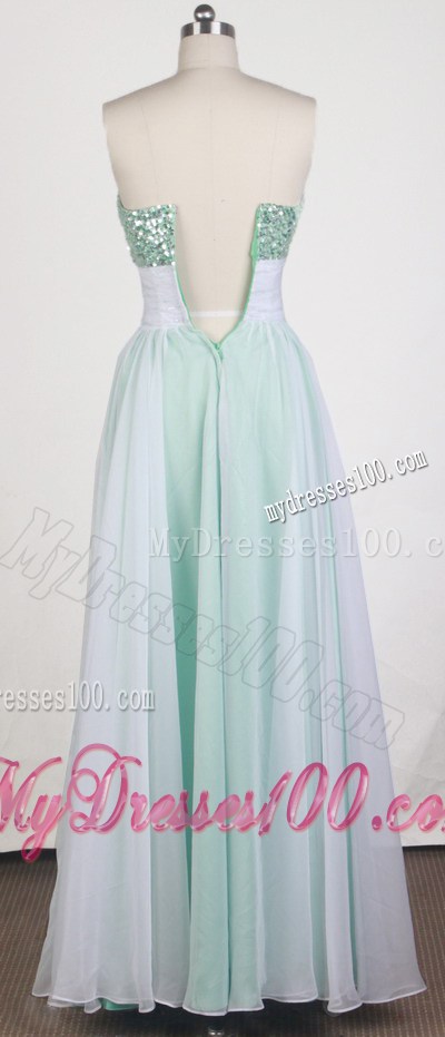 Zipper-up Back Floor-length Prom Gown with Sequins