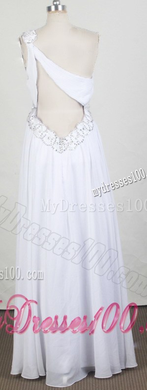 Back Covered One Shoulder Chiffon Prom Dress Decorated by Diamond Sash