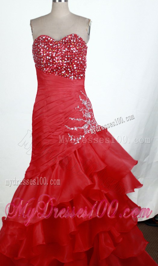 Ruffles and Beading Accent Prom Dresses in Wine Red