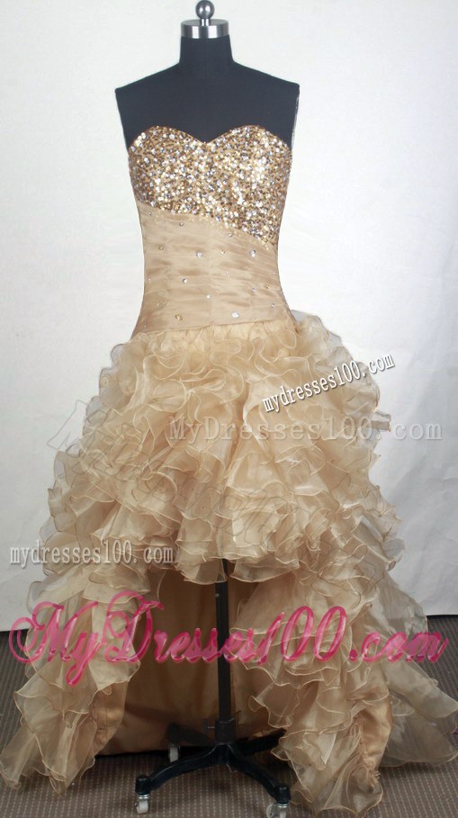 Sequins and Ruffles Accent High-low Prom Dresses